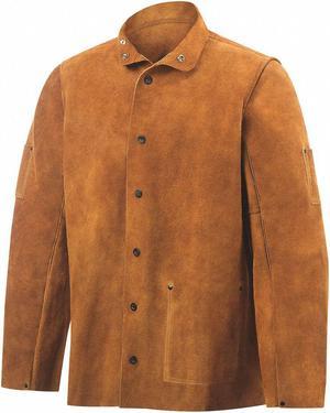 STEINER 9215-2X Welding Jacket, 2XL, 30", Brown, Cuff Style: Snap