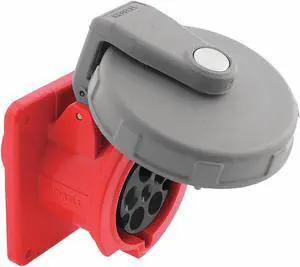 HUBBELL WIRING DEVICE-KELLEMS HBL560R7W IEC Pin and Sleeve Receptacle,60A,480V