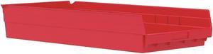 AKRO-MILS 30174RED 20 lb Shelf Storage Bin, Plastic, 11 1/8 in W, 4 in H, Red,