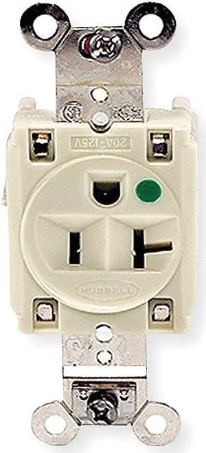 HUBBELL WIRING DEVICE-KELLEMS HBL8310I Straight Blade Receptacle, 5-20R, 20 A,