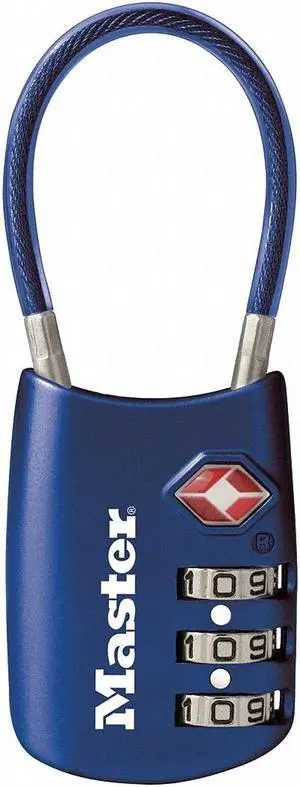 Master Lock 4688D Combination Padlock, Side, 3 Dial, Blue