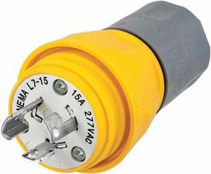 HUBBELL WIRING DEVICE-KELLEMS HBL24W49 Watertight Locking Plug, L6-15P, 15 A,