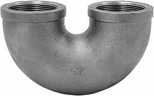 Open Return Bend, 1 In, NPT, Black Iron