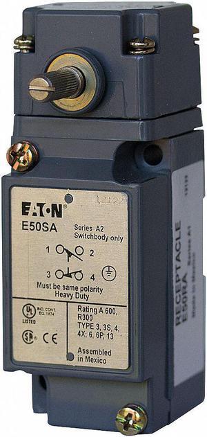 EATON E50NN1 Heavy Duty Limit Switch, No Lever, Rotary, 2NC/2NO, 10A @ 600V AC,