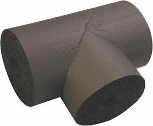 1/2" Thick NBR/PVC Tee Pipe Fitting Insulation, 3.10 Approx. R Value, Black