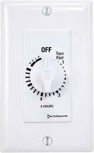 Spring-Wound Timer, White, Timing Range:  0 to 6 hr., 20 Max. Amps @ 125VAC