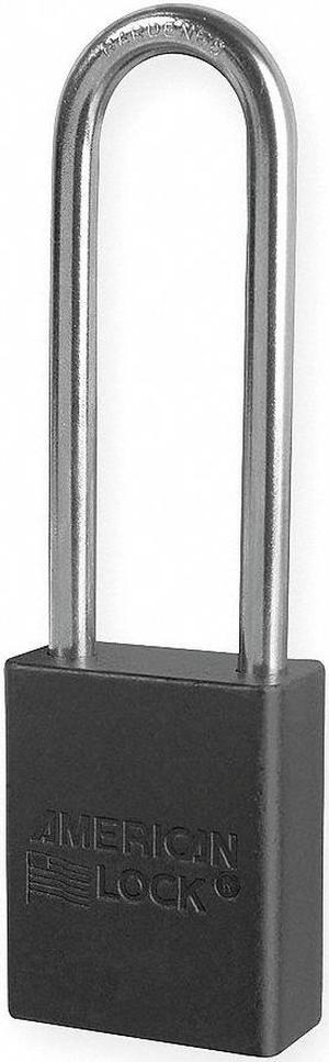 Anodized Aluminum Padlock, Black, Key Alk