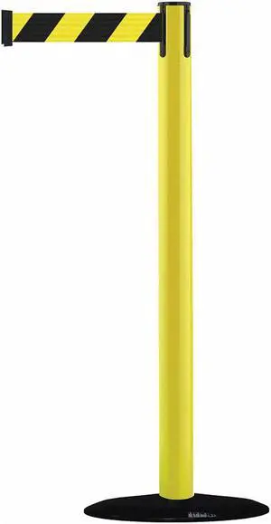 TENSABARRIER 875-35-STD-NO-D4X-C Barrier Post with Belt,PVC,Yellow