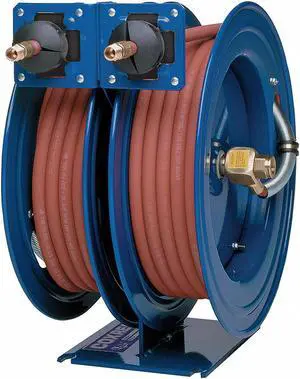 COXREELS C-LP-350-350 Dual Reel Spring Return Hose Reel, 3/8 in Hose Diameter,