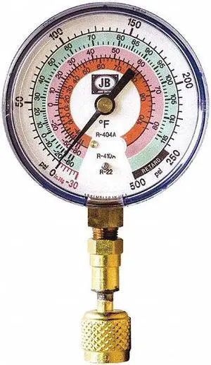 JB INDUSTRIES QC-G820 Test Gauge,Blue,For R-22, R-404A, R-410A