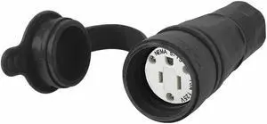 Hubbell Wiring Device-Kellems Watertight Conn,5-15R,15A,125VAC,Black  HBL15W47BK