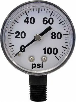 FIMCO 5167007 Pressure Gauge,0 to 100 psi,2In,1/4In