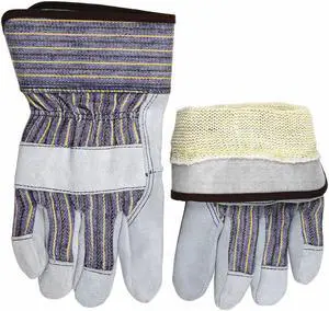 MCR SAFETY 1400KXL Leather Gloves, Cowhide, Safety Cuff, Wing Thumb, Gray