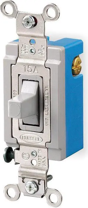 HUBBELL WIRING DEVICE-KELLEMS HBL1556GY Wall Switch,120/277V,15A,3-Position