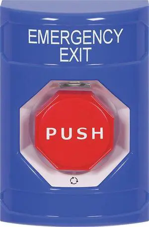 SAFETY TECHNOLOGY INTERNATIONAL SS2409EX-EN Emergency Exit Push Button,Blue,SPDT