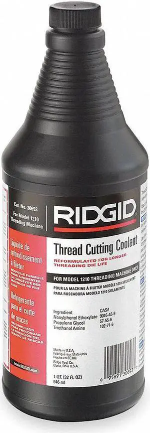 RIDGID 30693 Coolant,1 qt,Squeeze Bottle