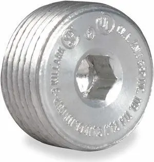 HUBBELL KILLARK CUP-3 Haz Loc Plug, 1 in, Threaded, Copper, Plain, Gray