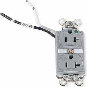 HUBBELL WIRING DEVICE-KELLEMS HBL8300SGGYA Straight Blade Receptacle, 5-20R, 20