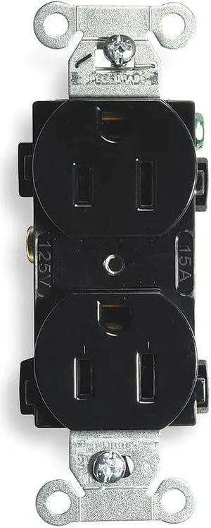 HUBBELL WIRING DEVICE-KELLEMS BR15BLK 15A Duplex Receptacle 125VAC 5-15R BK