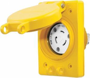 HUBBELL WIRING DEVICE-KELLEMS HBL67W47 Watertight Flanged Locking Receptacle,