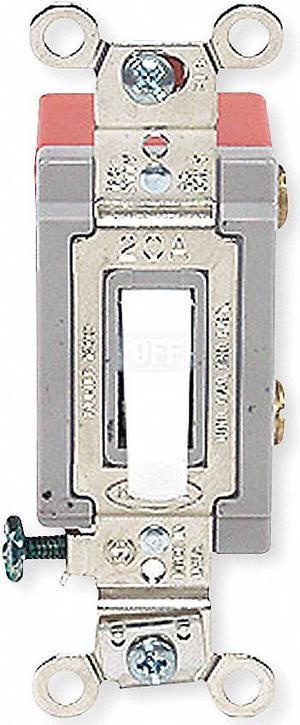 HUBBELL WIRING DEVICE-KELLEMS HBL1222W Wall Swtch,2-Pole,120/277V,20A,Wht,Toggl