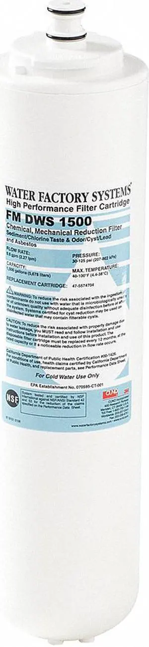3M AQUA-PURE 47-5574704 Quick Connect Filter, 0.6 gpm, 0.5 Micron, 3-1/8" O.D.,