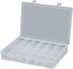 DURHAM MFG LP18-CLEAR Compartment Box with 18 compartments, Plastic, 2 5/16 in