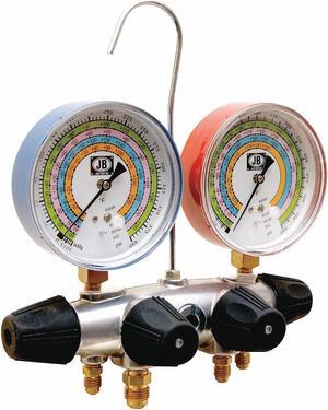 JB INDUSTRIES 25708 Manifold Gauge, 4-Valve