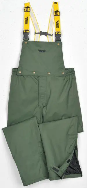 VIKING 3305P-L Rain Bib Pants, 100% Nylon, 32 in Inseam, Elastic Closure,