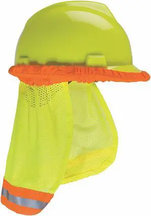 SunShade Hard Hat Accessories, Yellow/Green w/ Reflective Stripe,MSA Caps & Hats