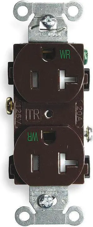 HUBBELL WIRING DEVICE-KELLEMS BR20WRTR Straight Blade Receptacle, 5-20R, 20 A,