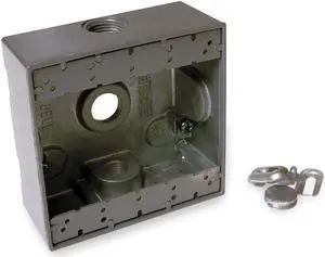 BELL OUTDOOR 5333-0 Weatherproof Box,2Gang,3Inlet,Alum