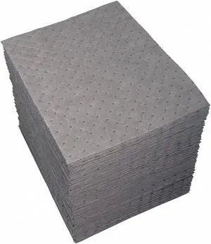 BRADY UXT200 Sorbent Pad, 31 gal, 15 in x 19 in, Universal, Gray, Polypropylene