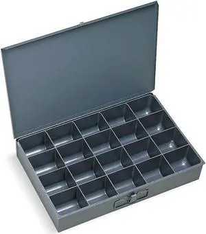 DURHAM MFG 111-95-D569 Gray Compartment Box, 12 In D, 18 In W, 3 In H