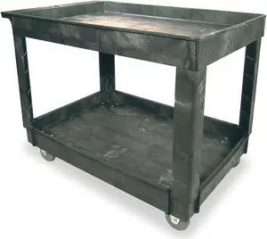 Rubbermaid Commercial Products Utility Cart with Deep Lipped Plastic Shelves