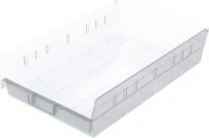 AKRO-MILS 30178SCLAR Shelf Storage Bin, Plastic, Clear, 4 in H, 11 1/8 in W, 17