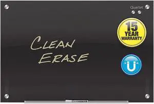 Quartet Gloss-Finish Glass Dry Erase Board, Wall Mounted, 36"H x 48"W, Black