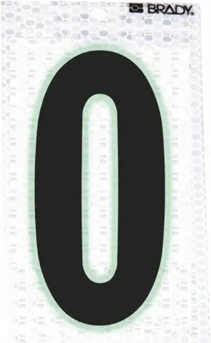 BRADY 3020-0 Ultra Reflective Numbers,0,6 In. H,PK10