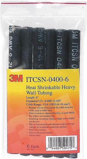 3M ITCSN-1100-48"-BLACK-5 PCS Adhesive Lined Heat Shrink Tube, Heavy Wall, 3:1