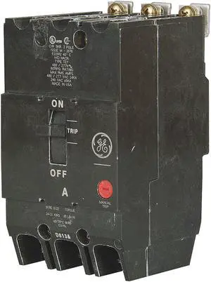 GE TEY3100 Molded Case Circuit Breaker, TEY Series, 100A, 3 Pole, 277/480V AC,
