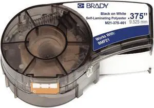 BRADY M21-375-461 Label Tape Cartridge, Black/White/Clear, Labels/Roll: