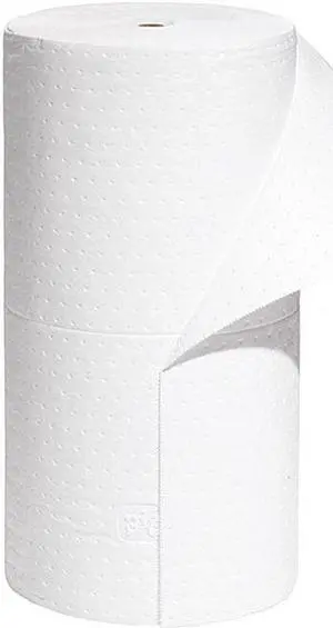 PIG MAT401 Absorbent Roll, Absorbs 40.2 gal. Oil-Based Liquids, ,White