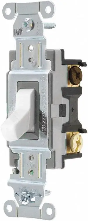 Wall Switch,15A,Wht,1/2 HP,3-Way Switch HUBBELL WIRING DEVICE-KELLEMS CSB315W