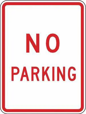 LYLE R8-3-12HA No Parking Parking Sign, 12 in W, 18 in H, English, Aluminum,