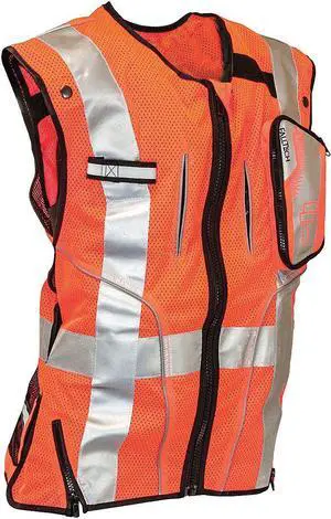 FALLTECH 5055SM Construction Safety Vest,Orange,S/M