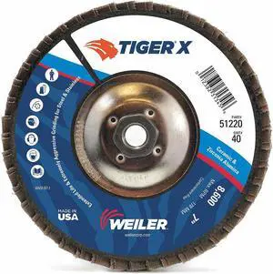 WEILER 98929 Flap Disc,7 in. x 40 Grit,7/8,8600 RPM