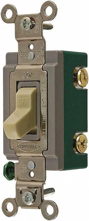 HUBBELL WIRING DEVICE-KELLEMS HBL3032I Wall Swtch, 2-Pol, 120/277V, 30A, Ivry,