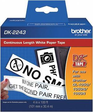 Brother Indoor Paper Label Tape Cartridge, Black/White, 4"W x 100 ft. DK2243