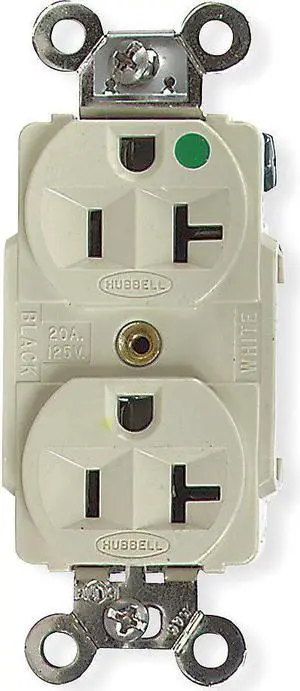 HUBBELL WIRING DEVICE-KELLEMS HBL8300HI Straight Blade Receptacle, 5-20R, 20 A,