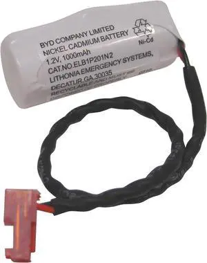 LITHONIA LIGHTING ELB 1P201NB Battery,Nickel Cadmium,1.2V,1.2Ah